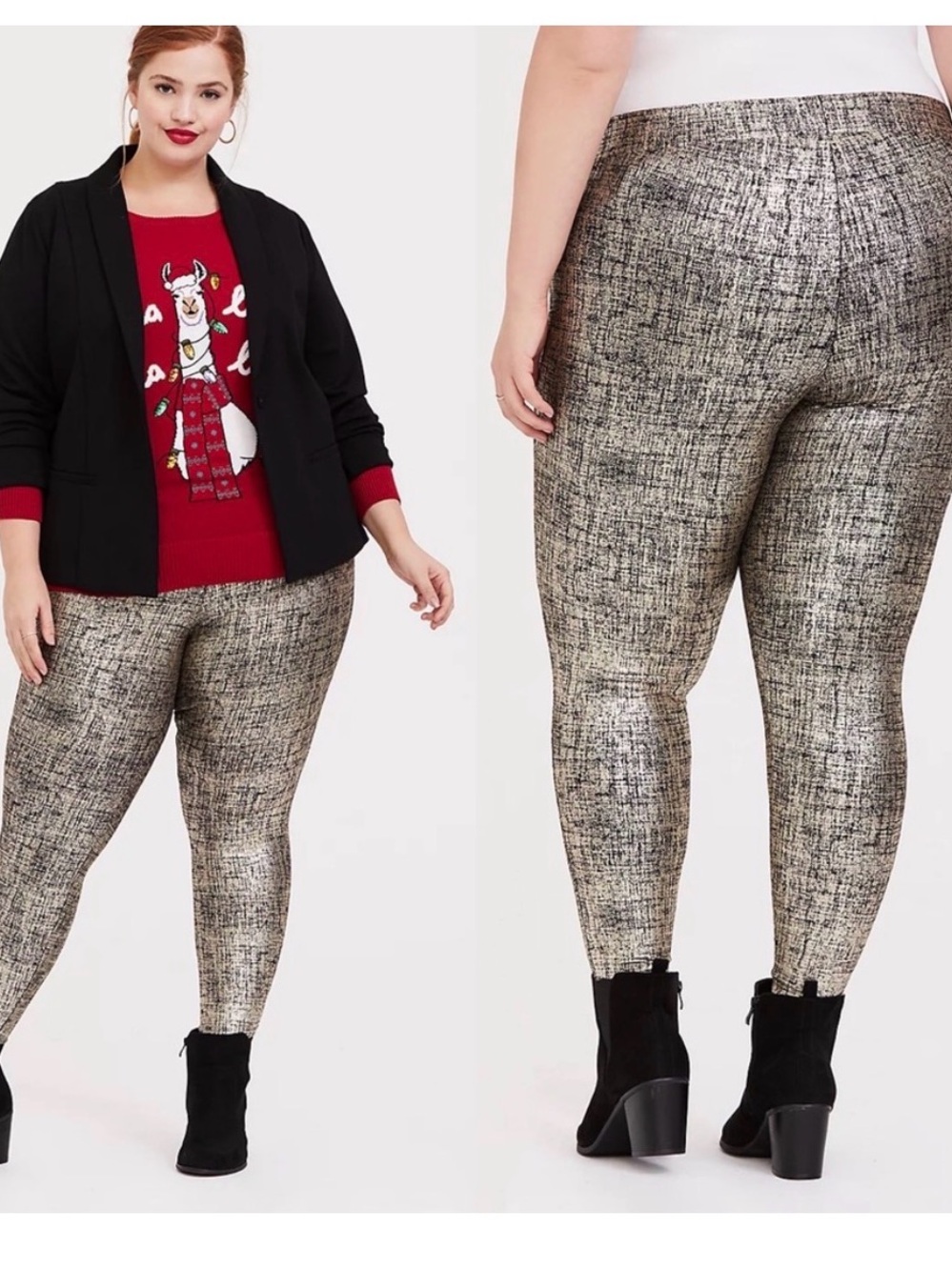 NWT Torrid Gold Foil Metallic Crosshatch Leggings, size torrid 2